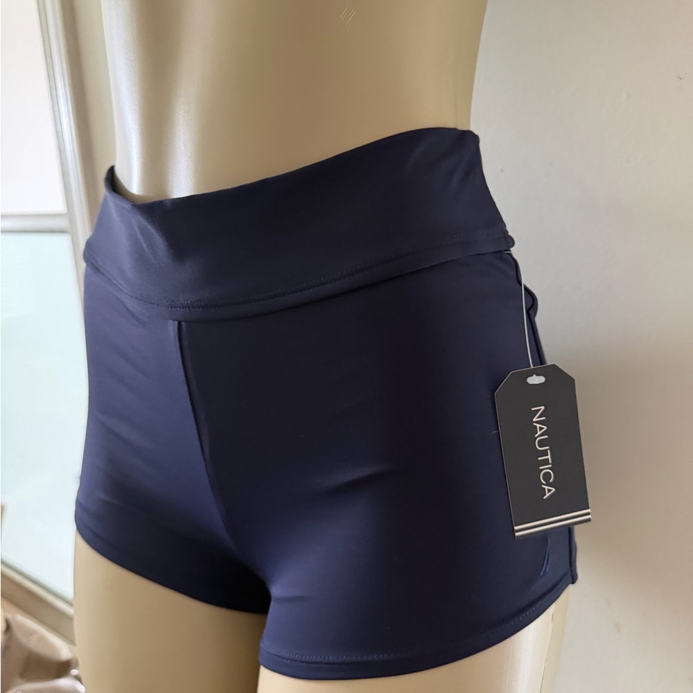 Nautica Women's Dark Navy Athletic Bike Swim Shorts
